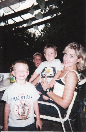 Andrea with her boys evan and jorden..summer 1999